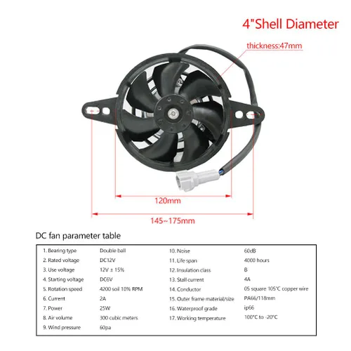 Vista 2 de OTOM - Ventilador de refrigeración universal para motocicleta, enfriador de aceite, enfriador de agua, ventilador eléctrico de 4 pulgadas y 5