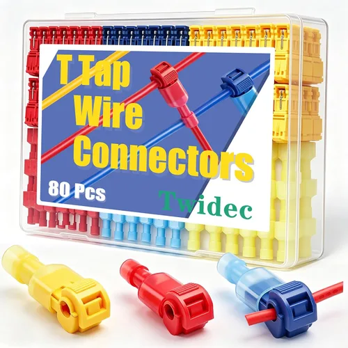 Vista 16 de Twidec/360Pcs 2.8/4.8/6.3mm Kit surtido de terminales de engarce rápido con conectores de pala macho y hembra, bloque de terminales de engarce