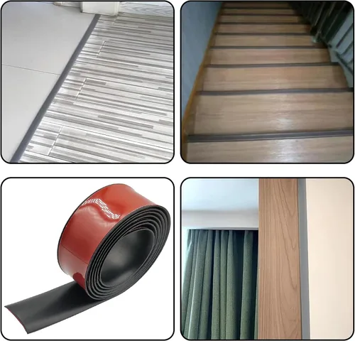 Vista 6 de Tira de Transición de Piso, Tiras de Cobertura de Piso Autoadhesivas Transiciones de Pisos Laminados, Tira Divisoria Plana de Vinilo de 2" de Ancho
