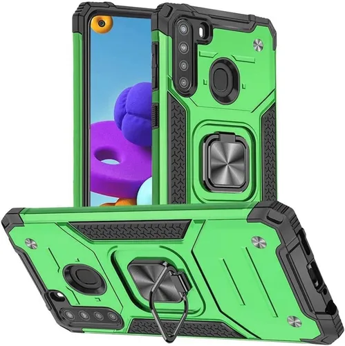 Vista 10 de HNHYGETE Funda para teléfono Galaxy A21: Protector de pantalla de grado militar 360° giratorio Kickstand a prueba de golpes Fundas protectoras