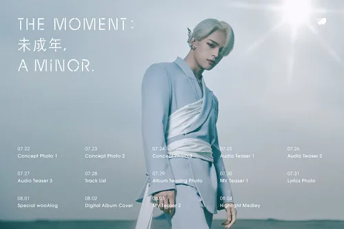 Vista 2 de Stray Kids Kim Woojin The Moment : ¡ Él menor, 1er mini álbum al azar Ver CD+1p póster plegable en el paquete+80p PhotoBook+1p PhotoCard+1p Post+1p