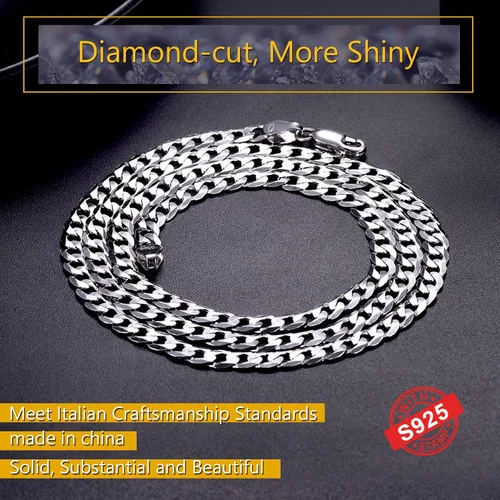 Vista 5 de PROSTEEL 925 Sterling Silver Cuban Link Chain Necklace, Dainty Figaro Chains, Solid & Shiny, 3mm5mm, 14-28 inch, Come Gift Box