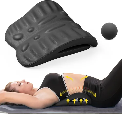 Vista 7 de RESTCLOUD Camilla de espalda para aliviar el dolor de espalda, cojín de estiramiento de espalda, almohada de apoyo lumbar crónica que ayuda