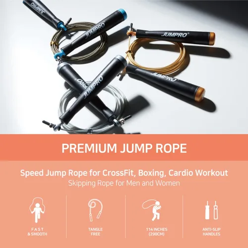 Vista 2 de Speed Professional - Cuerda de saltar para hombres y mujeres, cuerda de saltar para entrenamiento de fitness para adultos, ideal para cardio, boxeo