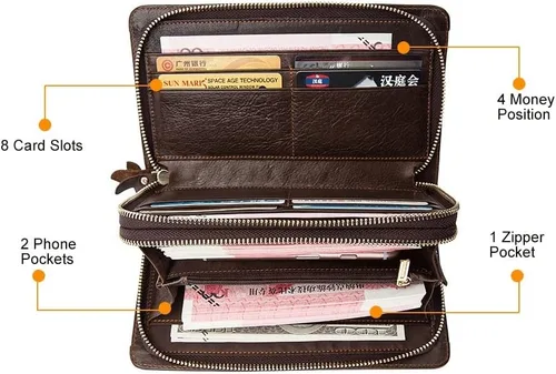 Vista 3 de TATSEN Billetera para hombre y hombre, para tarjetero de crédito, bolso de mano, monedero casual (color A, tamaño talla única)