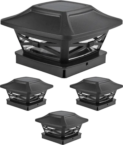 Vista 6 de Davinci Lighting Renaissance - Luces solares para tapa de poste (paquete de 4) y prémium (1 unidad), color negro pizarra