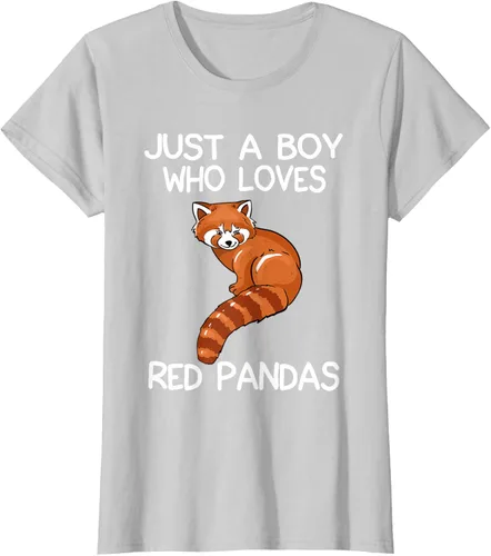 Vista 18 de Just A Boy Who Loves Red Pandas Gift - Camiseta con diseño de panda roja, Negro, S