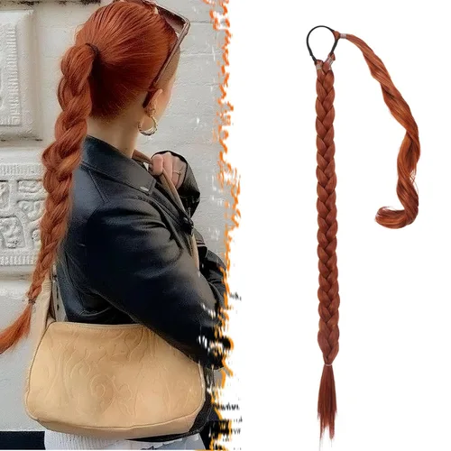 Vista 66 de Barsdar Extensión de 26 Pulgadas de Cola de Caballo Trenzada Larga con Banda Elástica - Extensiones de Cabello en Cola de Caballo Recta y Elegante