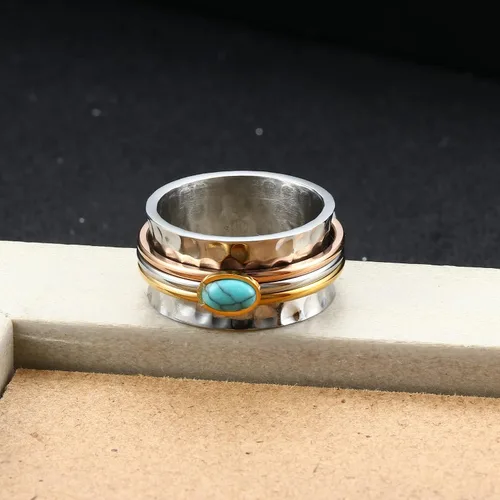 Vista 27 de Magitaco Anillos giratorios de acero inoxidable, anillos para ansiedad, anillos de ansiedad para mujeres y hombres