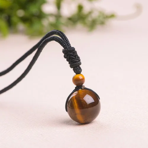 Vista 53 de iSTONE Collar unisex con dije de cuentas redondas auténticas, cadena de cuerda negra de 24 pulgadas para hombres y mujeres