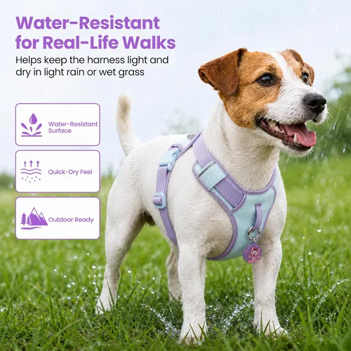 Vista 4 de Arnés para perro sin tirones a prueba de fugas para perros pequeños y cachorros, chaleco ligero ajustable con clip frontal y trasero, bolsillo