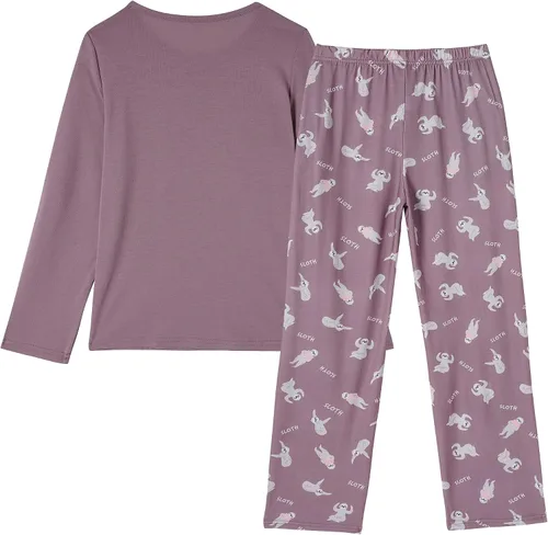 Vista 2 de Vopmocld Conjunto de pijama de gatos lindos para niñas grandes, 2 piezas, ropa de dormir de algodón para invierno