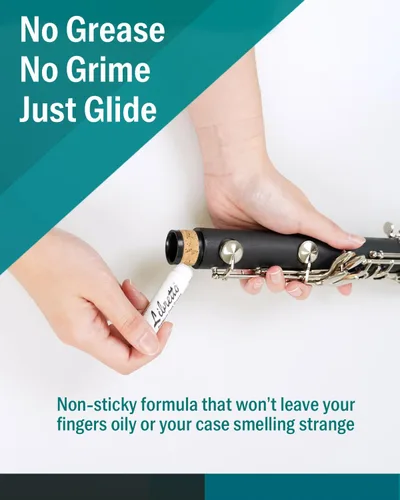Vista 6 de Libretto Kit de limpieza de clarinete + kit de grasa de corcho, mantenimiento esencial Hisopo de microfibra con forma de lágrima azul y grasa
