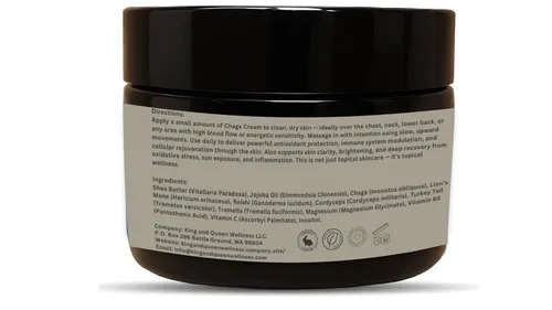 Vista 6 de Crema de hongos Chaga - Antioxidante y defensa inmunológica Inonotus obliquus con melena de león Reishi Tremella 2 oz - King & Queen Wellness