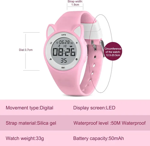 Vista 7 de Reloj deportivo digital para niñas y niños, monitor de actividad física con reloj despertador, cronómetro, relojes impermeables sin aplicación