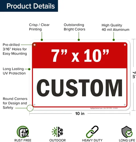 Vista 7 de Cartel personalizado, cartel personalizado para negocios, uso en interiores/exteriores. 7x10 pulgadas, aluminio 0.040 libre de óxido, resistente a