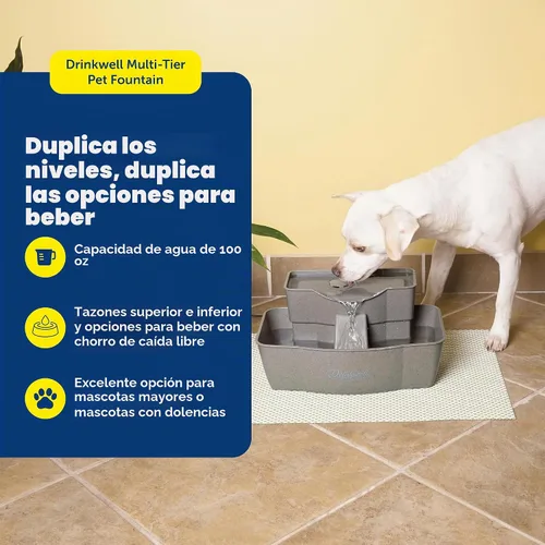 Vista 3 de Bebedero PetSafe fuente de agua de varios niveles para mascotas