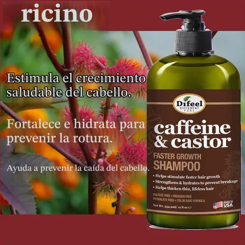Vista 6 de Difeel Acondicionador de cafeína y ricino para un crecimiento más rápido del cabello, 33.8 oz.