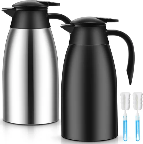 Vista 8 de 2 jarras térmicas de café de 51 onzas para mantener el calor aislado al vacío de acero inoxidable al vacío, jarra de café al vacío de doble pared