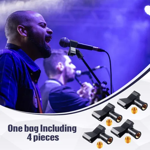 Vista 7 de 4 clips de micrófono para soportes con 4 adaptadores ajustables, soporte de micrófono, abrazadera de soporte de micrófono inalámbrico con adaptador