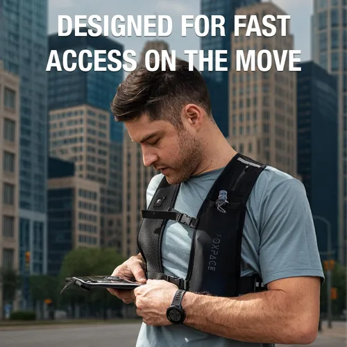 Vista 5 de Chaleco para correr para mujeres y hombres – Chaleco de hidratación – Mochila ajustable transpirable para senderismo maratón – Bolsillo impermeable