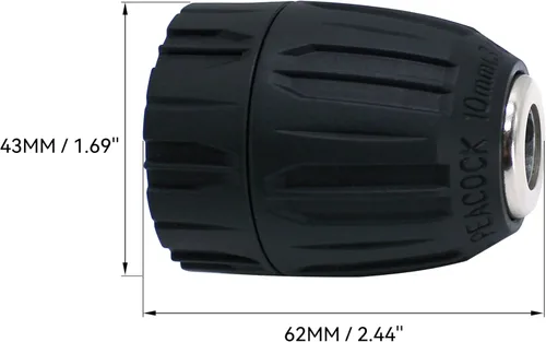 Vista 2 de HFS (R) Portabrocas sin llave para taladro de 3/8" con 24 UNF rosca montaje eje 0.031-0.394 in capacidad