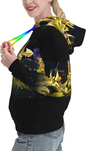 Vista 2 de Saint Anime Seiya - Sudadera con capucha para mujer, casual, manga larga, con cordón