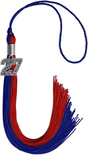Vista 135 de Endea Graduation Borla de doble color con dije de plata brillante (negro/oro antiguo, 2025)