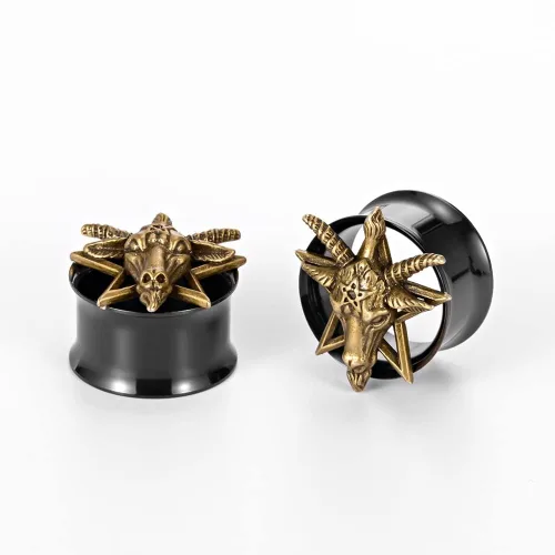 Vista 2 de POBAISITER 2 piezas de acero inoxidable 316L para los oídos túneles expansores de ojo que todo lo ve color negro para hombres para mujeres joyería