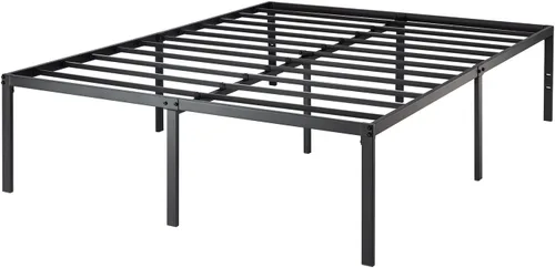 Vista 6 de Base de cama de plataforma de metal de 18 pulgadas, base de colchón de listones de acero resistente, compatible con cabecero, no necesita somier