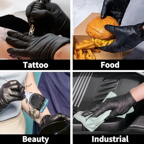 Vista 5 de Basic Guantes de examen de vinilo, guantes Safty de 4 mil, sin látex y sin polvo, SGBE 8001 Synmax, guantes médicos desechables pequeños