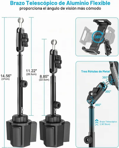 Vista 3 de Soporte para tablet grande para automóvil, soporte de metal ajustable