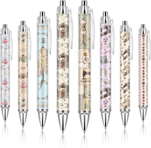 Vista 8 de Ireer 8 bolígrafos de bola para mujeres 1.00 mm de tinta negra lindos y elegantes, bolígrafos de punta fina de escritura suave para estudiantes
