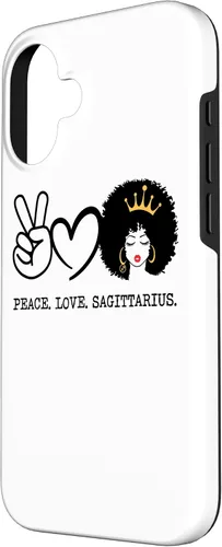 Vista 2 de Peace Love Sagitario Queen Girl Zodiac Afro - Carcasa para iPhone 16