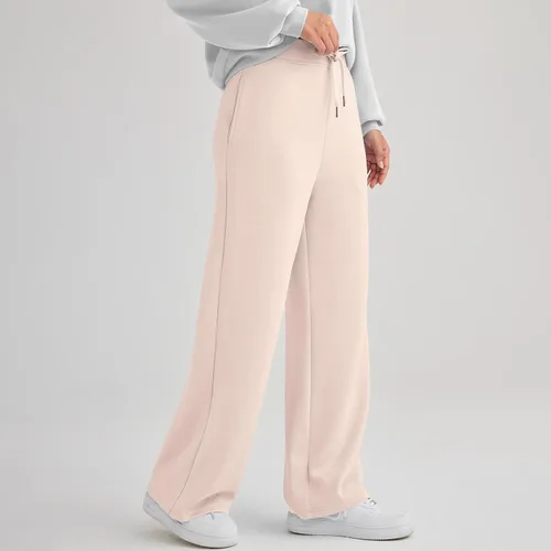 Vista 4 de Gumipy AirEssentials - Pantalones deportivos de pierna ancha para mujer, pantalones de pierna ancha para otoño, holgados, acampanados, cintura alta