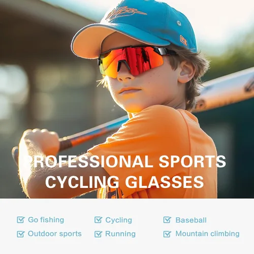 Vista 7 de suoso Gafas de sol polarizadas deportivas para niños gafas de sol de béisbol juvenil, gafas de ciclismo para niños y niñas de 6 a 12 años, ligeros