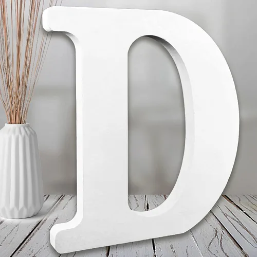 Vista 31 de AOCEAN Letras de madera blanca de 8 pulgadas, letras de madera sin terminar para pared, letras decorativas de pie en rodajas, decoración de tablero