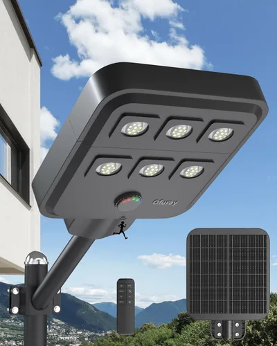 Vista 12 de Ofuray Of-5000W Luces solares de calle al aire libre, luz de inundación comercial del atardecer al amanecer con sensor de movimiento, IP67