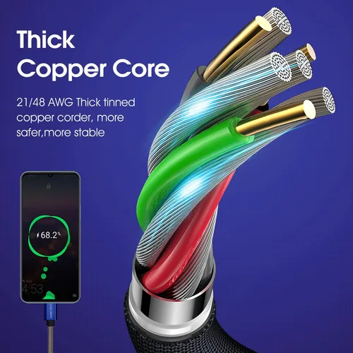Vista 5 de Paquete de 3 unidades de 6 pies [1.82 m] Cable de carga compatible con Samsung Galaxy S9, S10, S8 Plus (3 A, carga rápida), cable TPE USB C, USB A