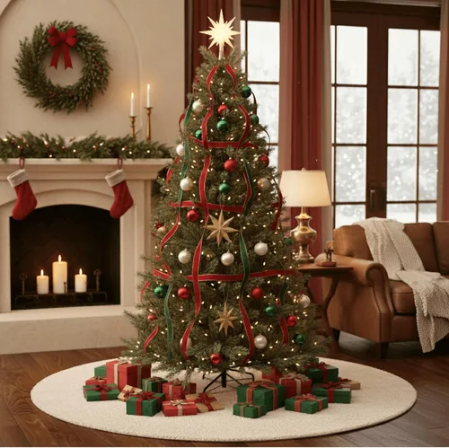 Vista 3 de Árboles de Navidad artificiales de 6 pies, con 250 luces blancas cálidas preiluminadas, 700 puntas de rama, elección adecuada para decoración