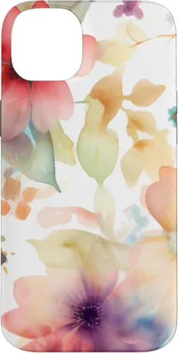 Vista 15 de iPhone 16 Lindo Pastel Floral Acuarela Rosa Azul Mujeres Patrón de Flores Caso