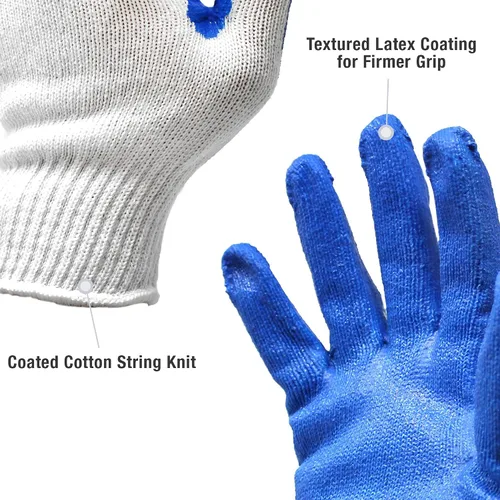 Vista 3 de CBC Crown PREMIUM Non-Slip BLUE Latex Rubber Palm Coated Work Safety Azul
