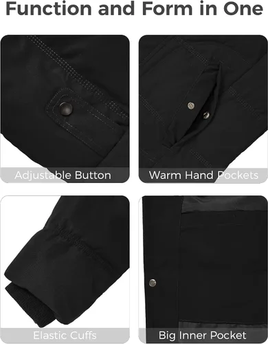 Vista 6 de Wantdo - Chaqueta de invierno con capucha y forro interior para hombre