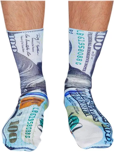 Vista 2 de Zmart Calcetines divertidos para hombre, diseño loco, geniales calcetines de tubo de baloncesto con estampado 3D Xray Paw Shark Rainbow