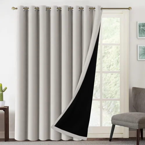 Vista 15 de MeilleMaison Paneles de cortina 100 % opacas para ventana de dormitorio, bloqueo de luz completa, de 84 pulgadas de largo, con aislamiento térmico
