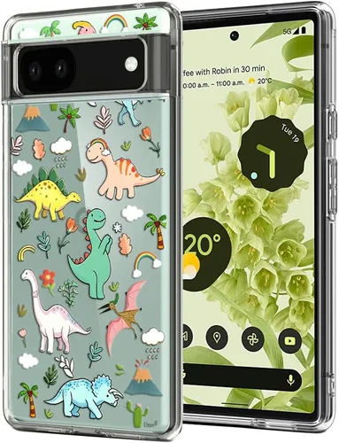 Vista 12 de Unov Funda para Pixel 6a, transparente con diseño, ajuste delgado, buen agarre, funda de teléfono en relieve, cubierta protectora a prueba de Flor