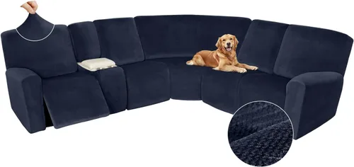 Vista 259 de Arfntevss Fundas de sofá seccional reclinable de terciopelo, Funda de sofá seccional de esquina para sofá reclinable, Funda elástica suave