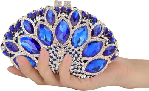 Vista 4 de Evevictor Bolso de mano, bolso de noche, bolsa de dinero pequeña con diamantes de imitación para cóctel, graduación, boda, fecha