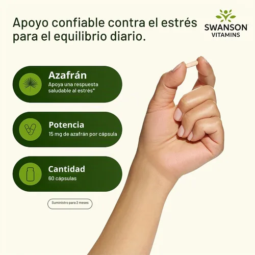 Vista 3 de Swanson Azafrán Español Orgánico Full Spectrum, 15 mg, 60 Cápsulas Veganas