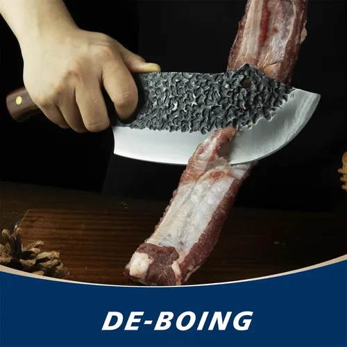 Vista 8 de Cortador de carne para cortar carne, picador profesional de huesos con funda, cuchillo de chef vikingo con mango de espiga completa, cuchillo